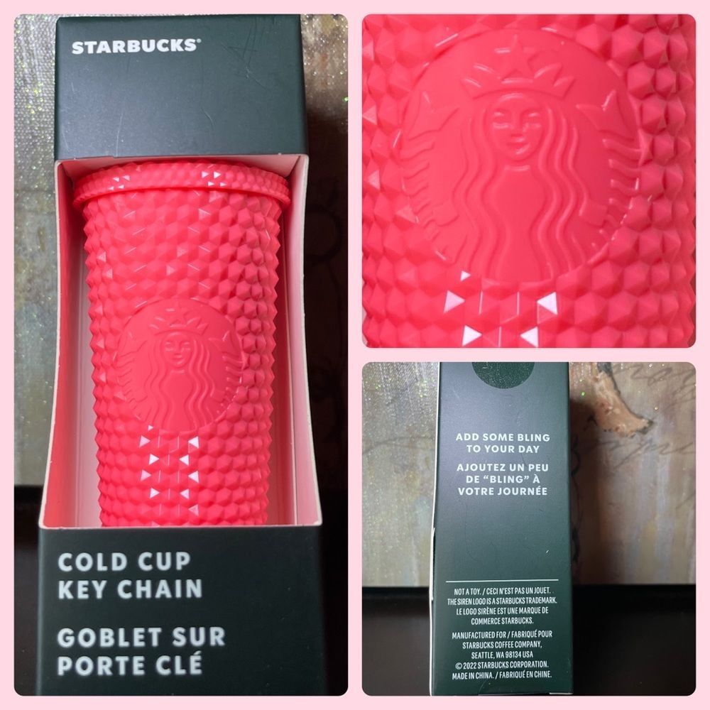 Starbucks Summer 2022 Dragonfruit Studded Tumbler Keychain - Picture 1 of 3